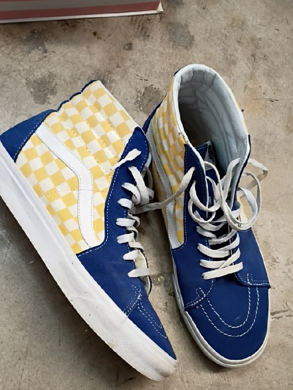 Vans High-Top Sneakers in Blue, Yellow & White